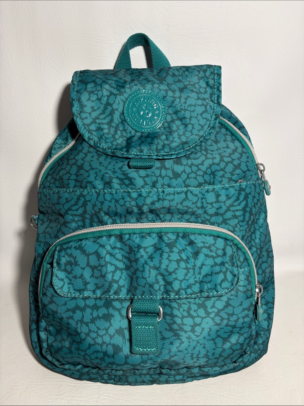 Kipling Teal Animal Print Patterned Backpack Small Size